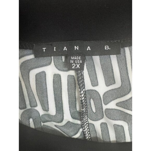 Size 2X 18 20 Tiana B Black & White Geometric Print Shift Dress Summer Plus Size - Picture 5 of 7